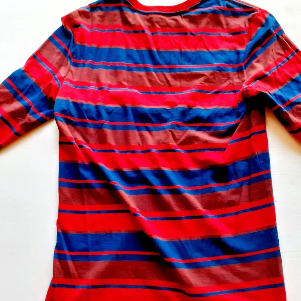 Sonoma Boys T-Shirt Red Blue Stripe Long Sleeve Size Large